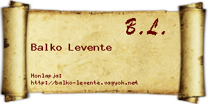 Balko Levente névjegykártya